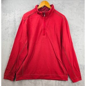 Vintage Tommy Bahama Men's XL Red 1/4 Zip Ribbed Side Panel Pullover Perfect Fit
